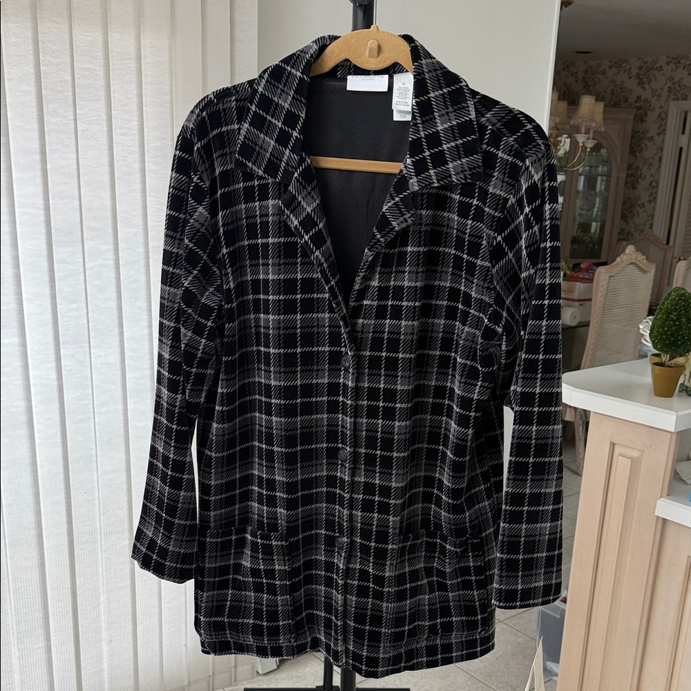 Black and White Plaid Coat